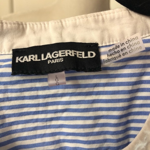 Karl Lagerfeld Large Blouse blue stripe lace - Picture 6 of 6